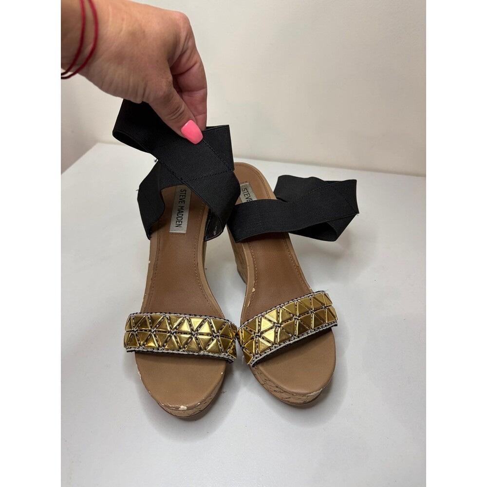 Women’s Gold & Black Cork Heels